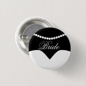 Schwarz-weißes Hochzeitskleid Pearl Necklace Bride Button (Vorne & Hinten)