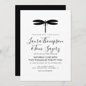 Schwarz-weißes Hochzeitslogo für Drachenfliege Einladung (Vorne/Hinten)