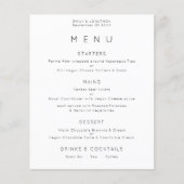 Schwarz-weißes Hochzeitsmenü mit einfachem Text (Vorderseite)