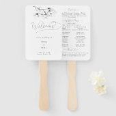 Schwarz-weißes Hochzeitsprogramm für die Magnolia Fächer (Vorne und Hinten)