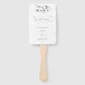 Schwarz-weißes Hochzeitsprogramm für die Magnolia Fächer (Vorderseite)