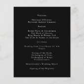 Schwarz-weißes Hochzeitsprogramm für moderne Kalli (Rückseite)