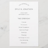 Schwarz-weißes Hochzeitsprogramm mit einfachem Tex (Vorderseite)