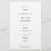 Schwarz-weißes Hochzeitsprogramm mit einfachem Tex (Rückseite)