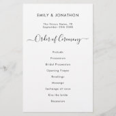 Schwarz-weißes Hochzeitsprogramm mit einfacher Sch (Vorderseite)