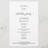 Schwarz-weißes Hochzeitsprogramm mit einfacher Sch (Rückseite)