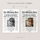 Schwarz-weißes Hochzeitsprogramm + Zeitschrift Feiertagskarte