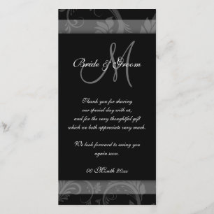 Schwarz-weißes Hochzeitsszenario "danke" Party Dankeskarte