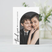 Schwarz-weißes Hochzeitsszenario Minimalistisch Ar Dankeskarte (Stehend Vorderseite)