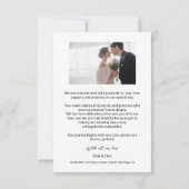 Schwarz-weißes Hochzeitsszenario Minimalistisch Ar Dankeskarte (Rückseite)
