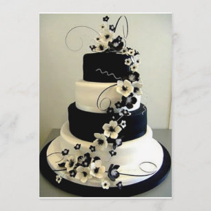 SCHWARZ/WEIßES HOCHZEITSTORTEN-EINLADUNGSMOTIV EINLADUNG