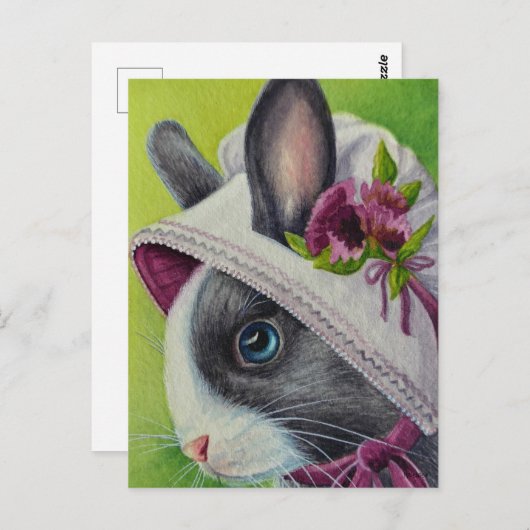 Schwarz-weißes holländisches Kaninchen Kunst in Bo Postkarte (Vorne/Hinten)