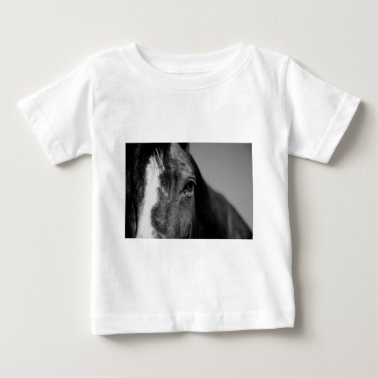 Schwarz-weißes Horseaugenkunstwerk Baby T-shirt (Vorderseite)