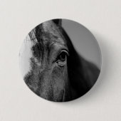 Schwarz-weißes Horseaugenkunstwerk Button (Vorderseite)
