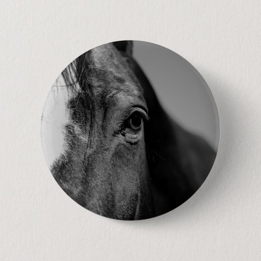 Schwarz-weißes Horseaugenkunstwerk Button (Vorderseite)