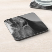 Schwarz-weißes Horseaugenkunstwerk Getränkeuntersetzer (Linke Seite)