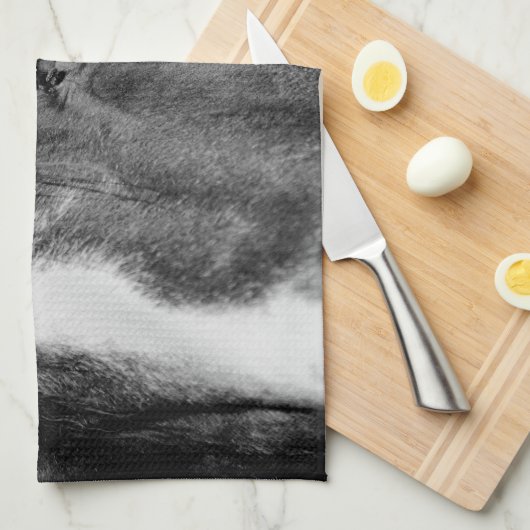 Schwarz-weißes Horseaugenkunstwerk Handtuch (Viertel Falte)