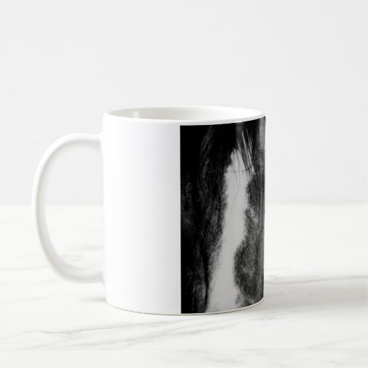 Schwarz-weißes Horseaugenkunstwerk Kaffeetasse (Links)