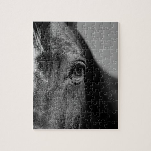 Schwarz-weißes Horseaugenkunstwerk Puzzle (Vertikal)