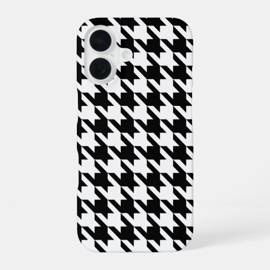 Schwarz-weißes Houndstooth-Muster iPhone 16 Hülle (Rückseite)