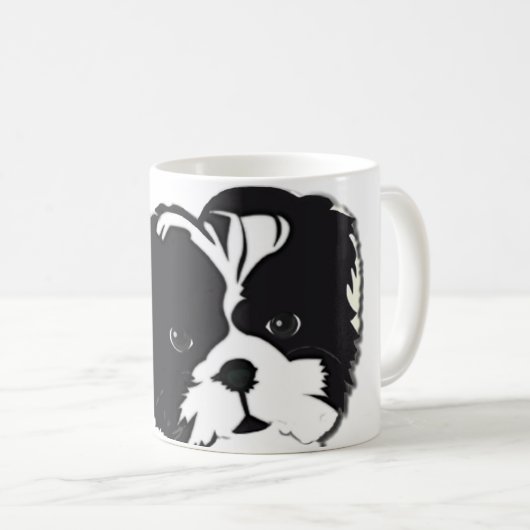 Schwarz-weißes Hundehaustier Shih Tzu Kaffeetasse (VorderseiteRechts)