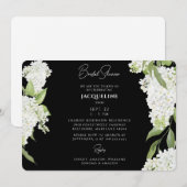 Schwarz-weißes Hydrangeas-Brautparty Einladung (Vorne/Hinten)