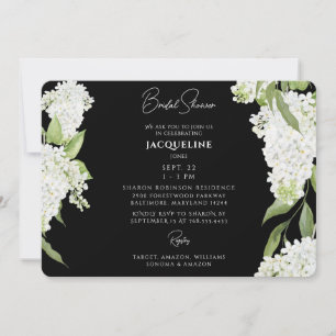 Schwarz-weißes Hydrangeas-Brautparty Einladung