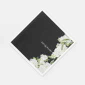 Schwarz-weißes Hydrangeas-Brautparty II Serviette (Ecke)