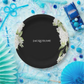 Schwarz-weißes Hydrangeas-Brautparty Pappteller (Party)