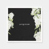 Schwarz-weißes Hydrangeas-Brautparty Serviette (Vorderseite)
