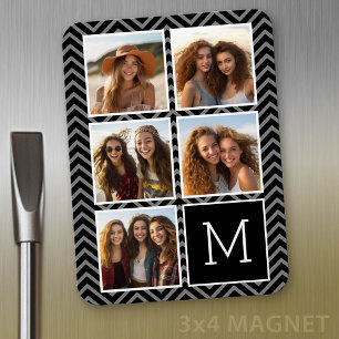 Schwarz-weißes Instagramm 5 Foto Collage Monogram Magnet