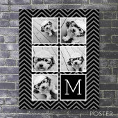 Schwarz-weißes Instagramm 5 Foto Collage Monogramm Poster