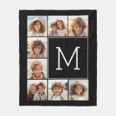 Schwarz-weißes Instagramm 8 Foto Collage Monogramm Fleecedecke (Vorderseite)