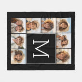 Schwarz-weißes Instagramm 8 Foto Collage Monogramm Fleecedecke (Vorderseite (Horizontal))