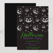 Schwarz-weißes Jack-O' Lantern Halloween Abendesse Einladung (Vorne/Hinten)