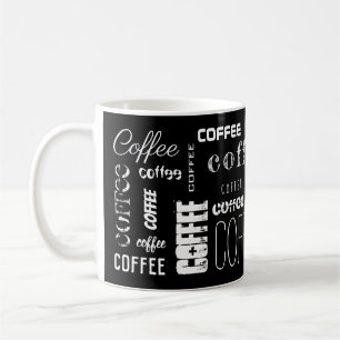 Schwarz-weißes KAFFEE! Bezeichnung des Typografie Kaffeetasse