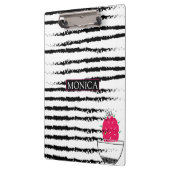 Schwarz-weißes Kakteen gestreift Klemmbrett (Links)