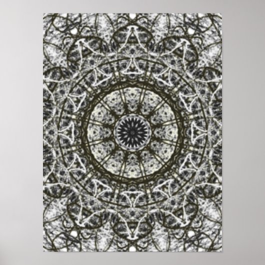 Schwarz-weißes Kaleidoskopmuster Poster (Vorne)