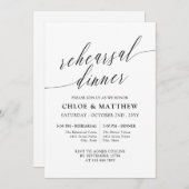 Schwarz-weißes Kalligraphie-Probe-Abendessen Einladung (Vorne/Hinten)