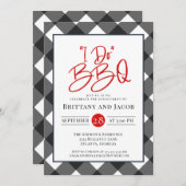 Schwarz-weißes Kariert I Do GRILLEN Verlobung Einl Einladung (Vorne/Hinten)