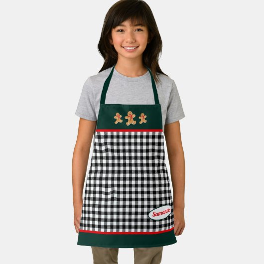 Schwarz-weißes Kariertes Lebkuchen Männer Grün Schürze (Insitu)