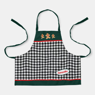 Schwarz-weißes Kariertes Lebkuchen Männer Grün Schürze