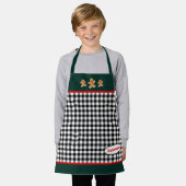 Schwarz-weißes Kariertes Lebkuchen Männer Grün Schürze (Getragen)