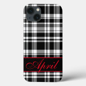 Schwarz-weißes Kariertes Muster | MIT MONOGRAMM Case-Mate iPhone Hülle (Rückseite)