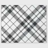 Schwarz-weißes Kariertes Tartan Weihnachten Geschenkpapier (Flach)
