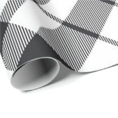 Schwarz-weißes Kariertes Tartan Weihnachten Geschenkpapier (Rolleneckpunkt)