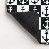 Schwarz-weißes Karo-Ankermuster Mousepad (Ecke)