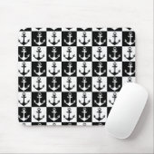 Schwarz-weißes Karo-Ankermuster Mousepad (Mit Mouse)