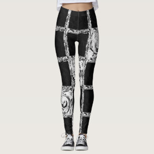Schwarz-weißes Karo Leggings