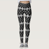 Schwarz-weißes Karo Leggings (Vorderseite)